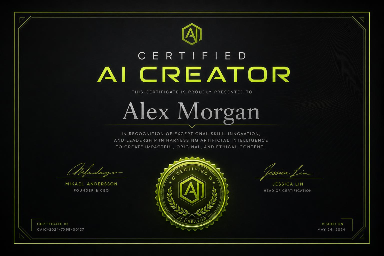 Certified AI Creator certificate